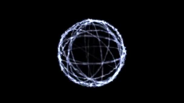 Bola de fuego eléctrica con movimiento rotacional, patrones de anillos dinámicos abstractos con chispas brillantes e iluminantes, alta calidad 4k, renderizado 3D - Metraje, vídeo