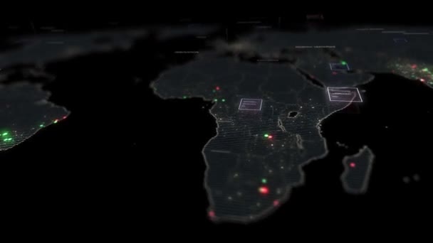 Digital surveillance world map, Concept of Global Businesses, Global innovation and technology, Global communication, Global network, creative concept, 4k high quality, 3D render - Кадры, видео
