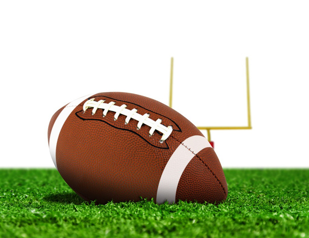 Football Ball on Grass with Goal Post - Photo, Image
