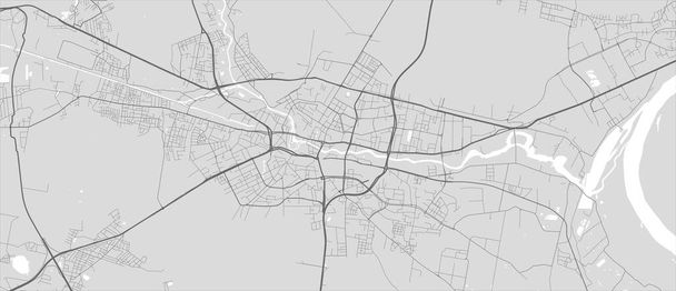 n, Bydgoszcz map grayscale art poster. Street map image with roads, metropolitan city area view. - Vector, Image
