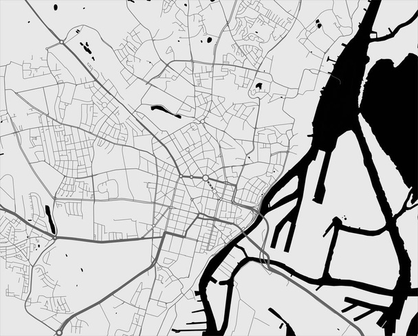 Αστικός χάρτης της πόλης Szczecin. Εικονογράφηση διάνυσμα, Szczecin χάρτη grayscale τέχνη αφίσα. Οδικός χάρτης εικόνα με δρόμους, μητροπολιτική πόλη άποψη περιοχή. - Διάνυσμα, εικόνα
