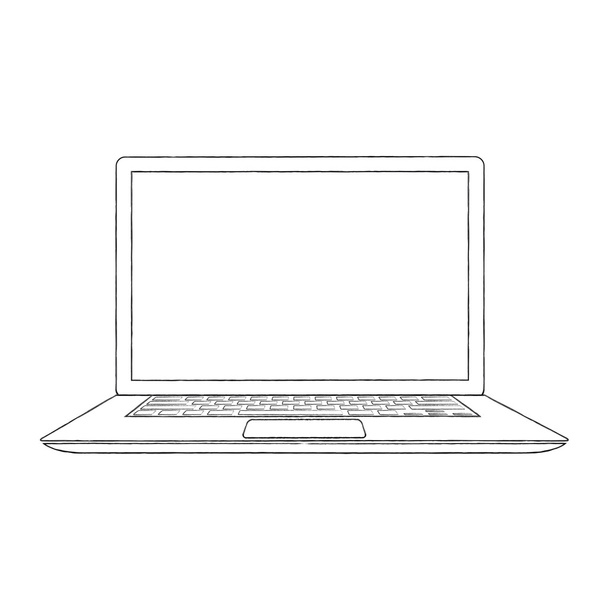 Hand-drawn outlined laptop vector illustration - Vecteur, image