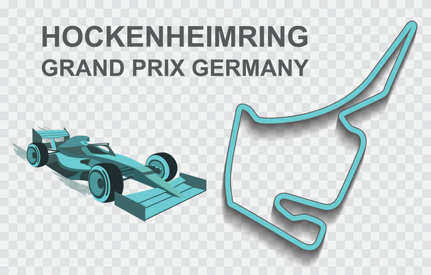 Gran Premio di Germania pista di Formula 1 o F1. Circuito nazionale o pista dettagliata - Vettoriali, immagini