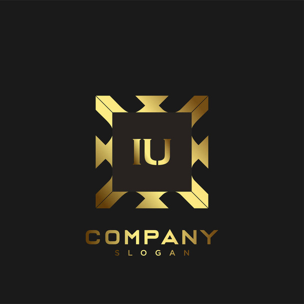 Логотип инициалов монограммы IU Premium. минималистский дизайн символа иконки вектора. Логотип класса люкс. - Вектор,изображение