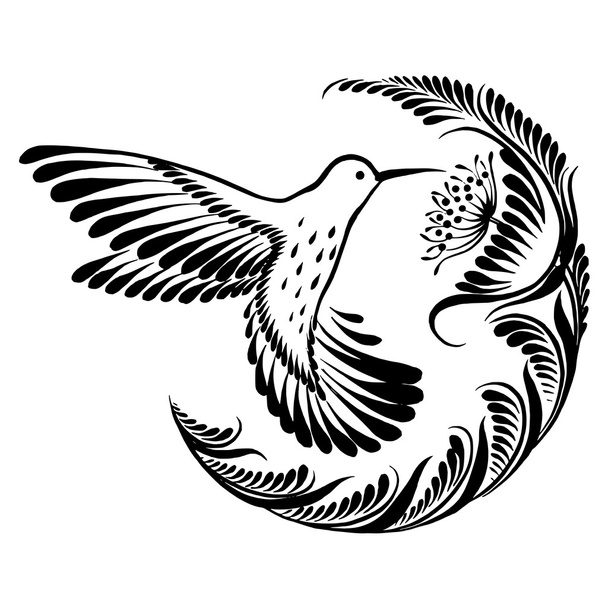 dekoratív sziluett kolibri repülés - Vektor, kép