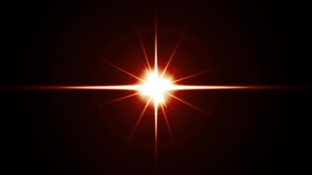 Abstract centrum flikkerende ster optische lens flares lichtstrepen rotatie animatie achtergrond. 4K naadloze dynamische kinetische heldere ster illustratie flash licht stralen effect met lichtstrepen roteren. - Video