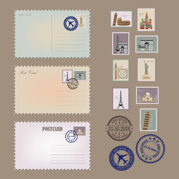 Ταχυδρομική κάρτα και φάκελος - Διάνυσμα, εικόνα