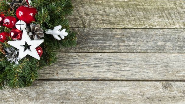 Christmas decorative wreath. Top view, space for text - Φωτογραφία, εικόνα