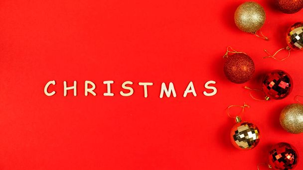 Christmas background with colored Christmas balls - Фото, изображение