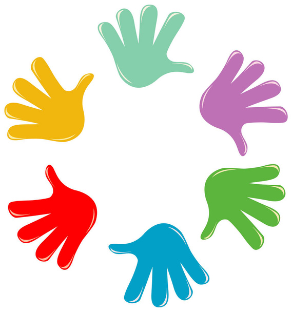 Set van verschillende kleuren handen geïsoleerd op witte achtergrond illustratie - Vector, afbeelding