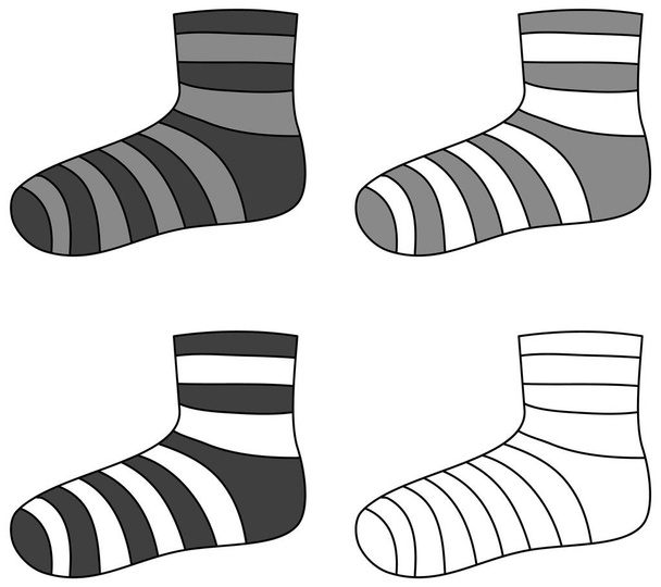 Black and white stripes pattern socks illustration - Vector, Image