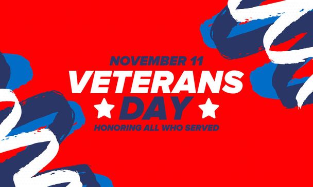 Veterans Day in United States. Federal holiday, celebrated annual in November 11. Honoring all who served. Patriotic american military concept. Poster, card, banner and background. Vector illustration - Vector, afbeelding
