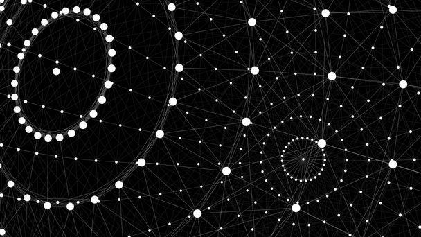 esfera de alambre 3d con puntos y líneas en él sobre fondo negro. renderizado 3d - Foto, imagen