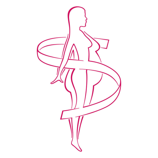 Weight loss program logowith - female silhouette - Vektor, Bild