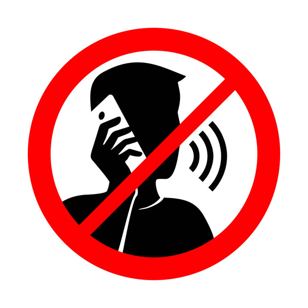 No phone talking prohibition sign with - Vector, Image