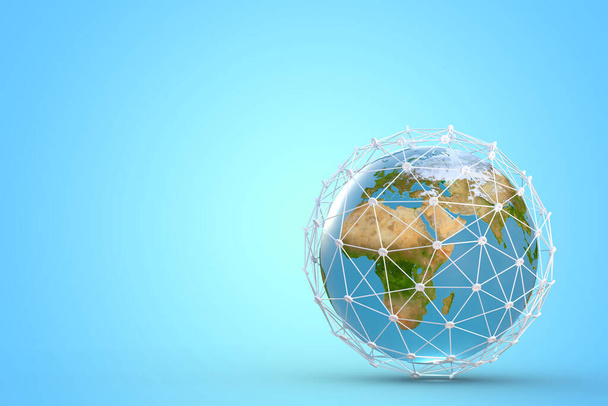 Network concept with Earth globe, high Speed, broadband mobile telecommunication, 5g or GPS 3d illustration - Fotó, kép