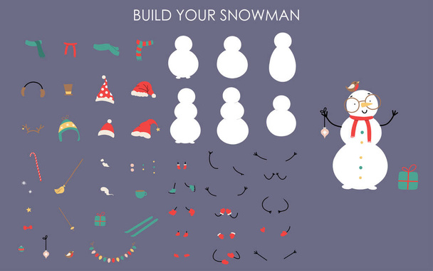 Bouw je sneeuwpop - Vector, afbeelding