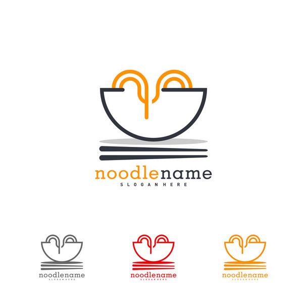 Nudel-Lebensmittel-Logo-Design-Vektor, Illustration Nudel-Design-Vorlage, Symbolsymbol - Vektor, Bild
