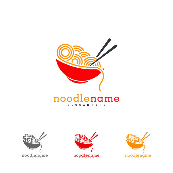 vector de diseño de logotipo de comida de fideos, plantilla de diseño de fideos de ilustración, símbolo de icono - Vector, imagen