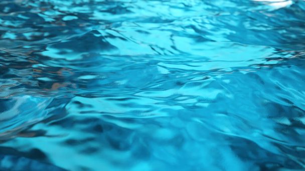 Agua azul pura en la piscina con reflejos de luz. En cámara lenta. ilustración 3d - Foto, Imagen