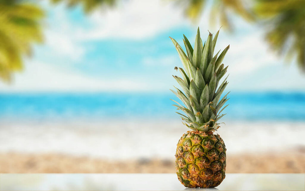 Pineapple on the background of the sea beach - Foto, immagini
