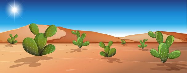 昼間の風景図で野生の砂漠の風景 - ベクター画像