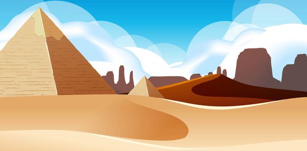 Wild desert landscape at daytime scene illustration - Vector, Image