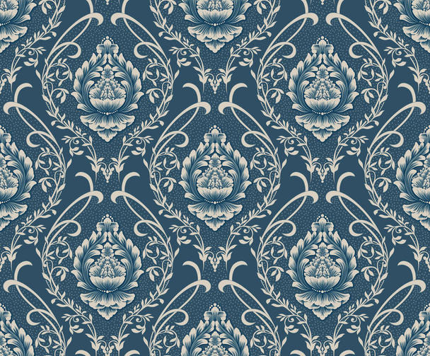 Damask seamless pattern element. Vector classical luxury old fashioned damask ornament, royal victorian seamless texture for wallpapers, textile, wrapping. Vintage exquisite floral baroque template. - Vecteur, image