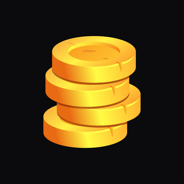 izolovaná ikona jasně zlatých mincí v neformálním stylu. Pro mobilní hry a kasina - Vektor, obrázek