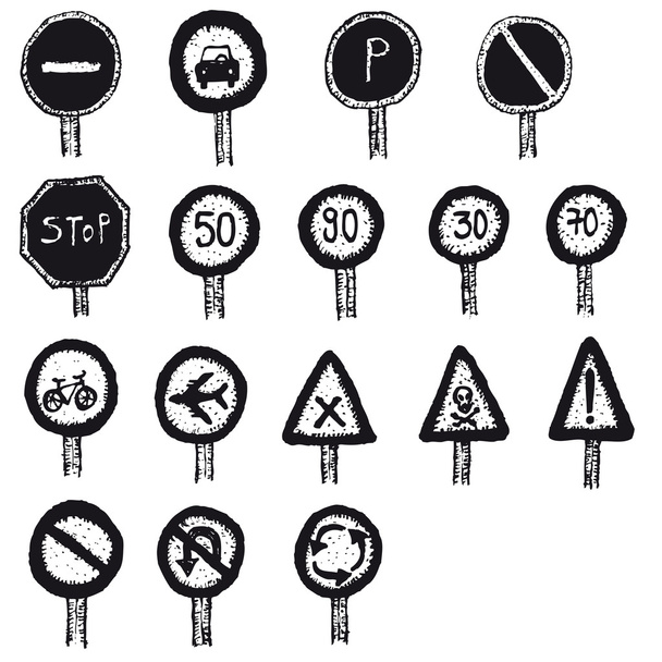 silniční značky a ikony set - Vektor, obrázek