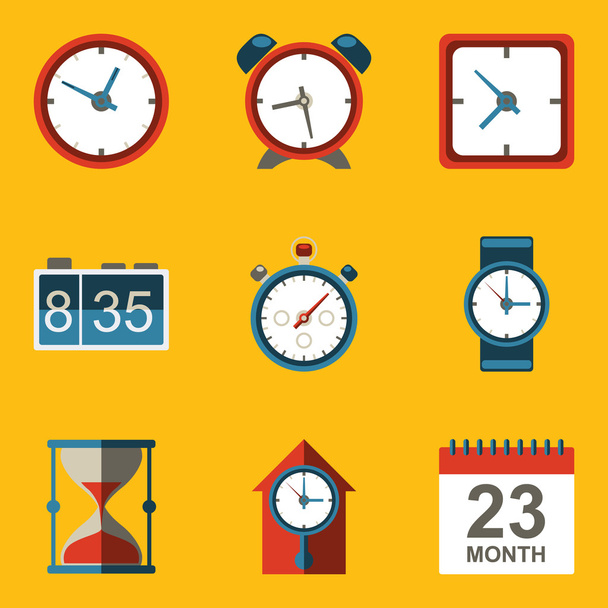Set di icone piatte. Il tempo. Orologio
 - Vettoriali, immagini