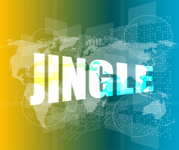 jingle word on digital screen background with world map - Foto, Imagen