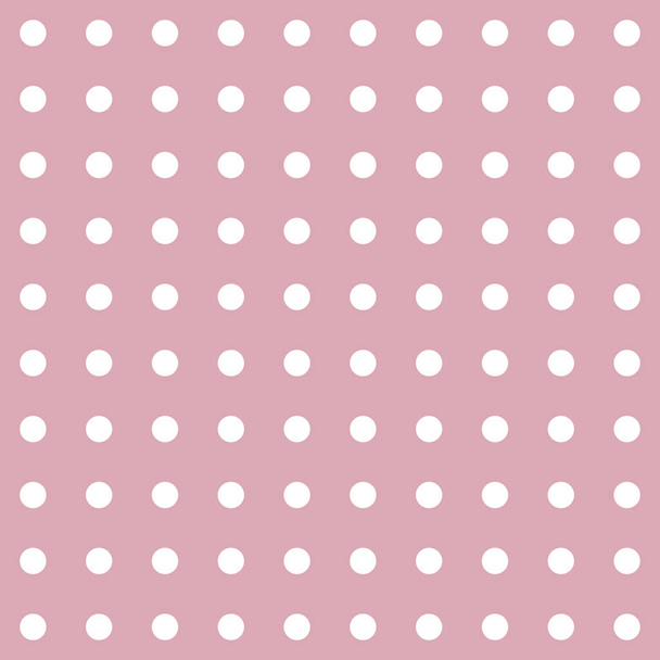 Polka dot seamless pattern. White dots on pink background. Texture for plaid, tablecloths, clothes.  - Vector, Image