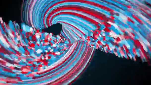 Διεστραμμένο αφηρημένο στοιχείο από χρωματιστές γραμμές και σωματίδια, παραγόμενο από υπολογιστή. 3d απόδοση φόντο δίνη - Πλάνα, βίντεο