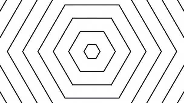 Mouvement des ondes radio des hexagones concentriques noirs sur fond blanc - Séquence, vidéo