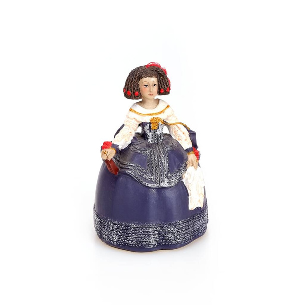 The statuette of the "Spanish Princess (Infanta)" (based on paintings by Diego Velasquez 17 century) isolated on a white background - Photo, Image