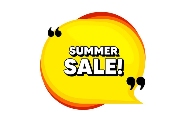 Summer Sale. Yellow speech bubble banner with quotes. Special offer price sign. Advertising Discounts symbol. Thought speech balloon shape. Summer sale quotes speech bubble. Vector - Vector, afbeelding