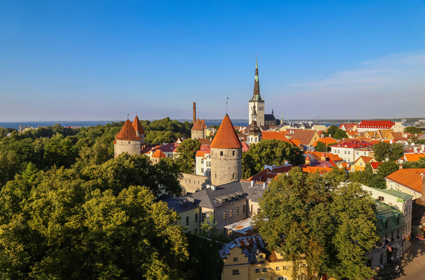 Tallin, Estonia.Vista superior del casco antiguo en verano - Foto, Imagen