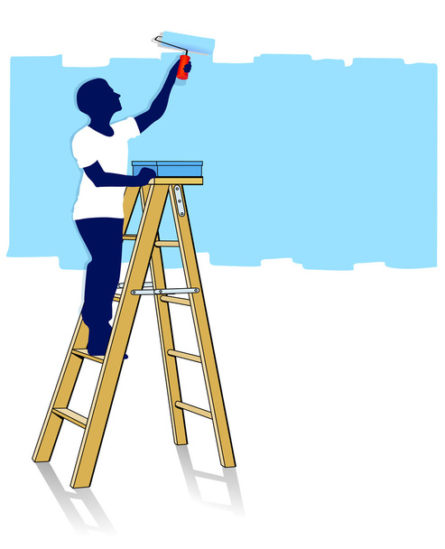 Maler auf Leiter - Vektor, Bild