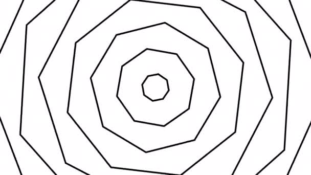Rádióhullám mozgás fekete koncentrikus nyolcszögek fehér alapon - Felvétel, videó