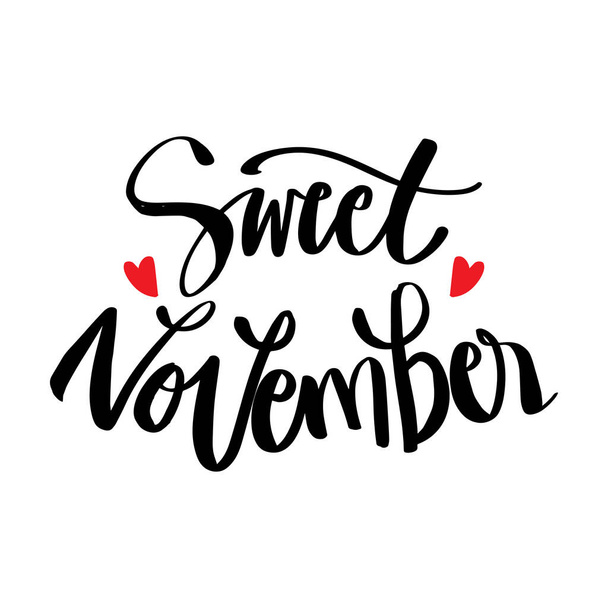 Sweet November hand lettering. For fashionable t-shirts, posters, gifts or other printing machines. - Vector, Image