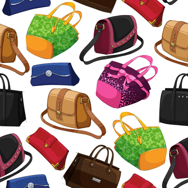 Seamless woman's fashion bags background - Vector, Image