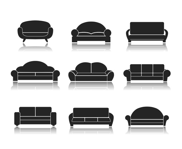Μοντέρνες πολυτελείς καναπέδες και τους καναπέδες - Διάνυσμα, εικόνα