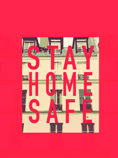 Stay Home Stay Mensaje seguro - Foto, Imagen