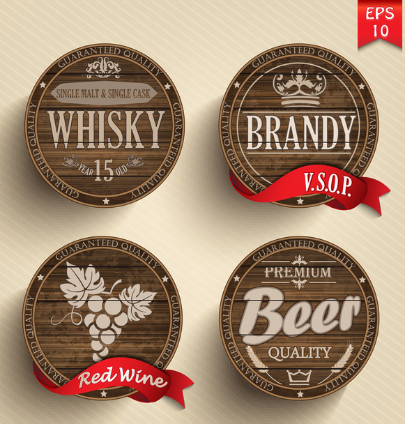 Wooden casks with alcohol - Vector, afbeelding
