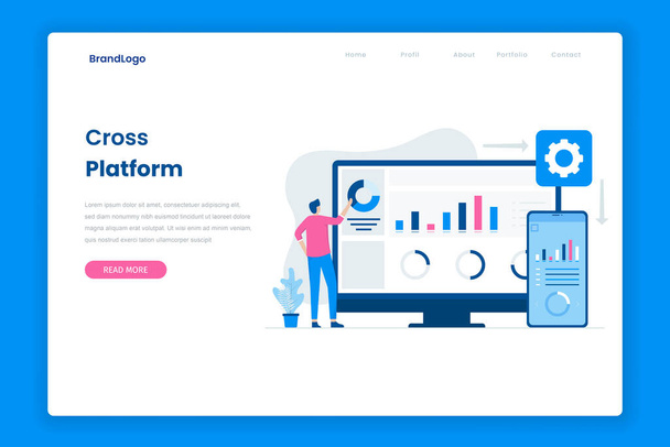 Cross platform software concept landing page. Illustration for websites, landing pages, mobile applications, posters and banners. - Vector, Image