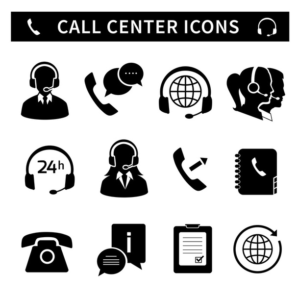 Call center service icons set - Vector, Image