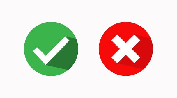 Vector Isolated Illustration, Yes and No Icons or Sign, Correct and Wrong Icons - Vector, Image
