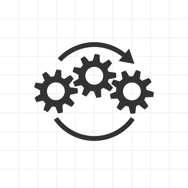 Gears wheel with arrows - concept black icon vector design. Exchange interaction symbol - Vector, Image