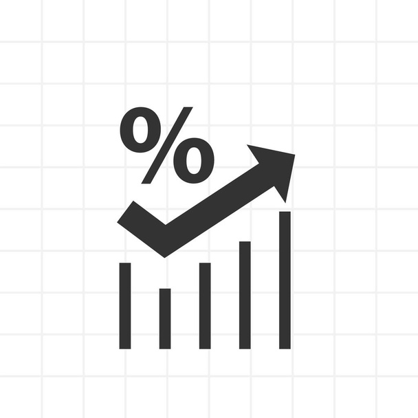 Trend up isolated minimal icon with percent and arrow. - Vector, Image